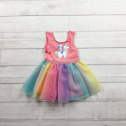 Disney Minnie Mouse Unicorn Toddler Tulle Tutu Dress Pink Rainbow 2T