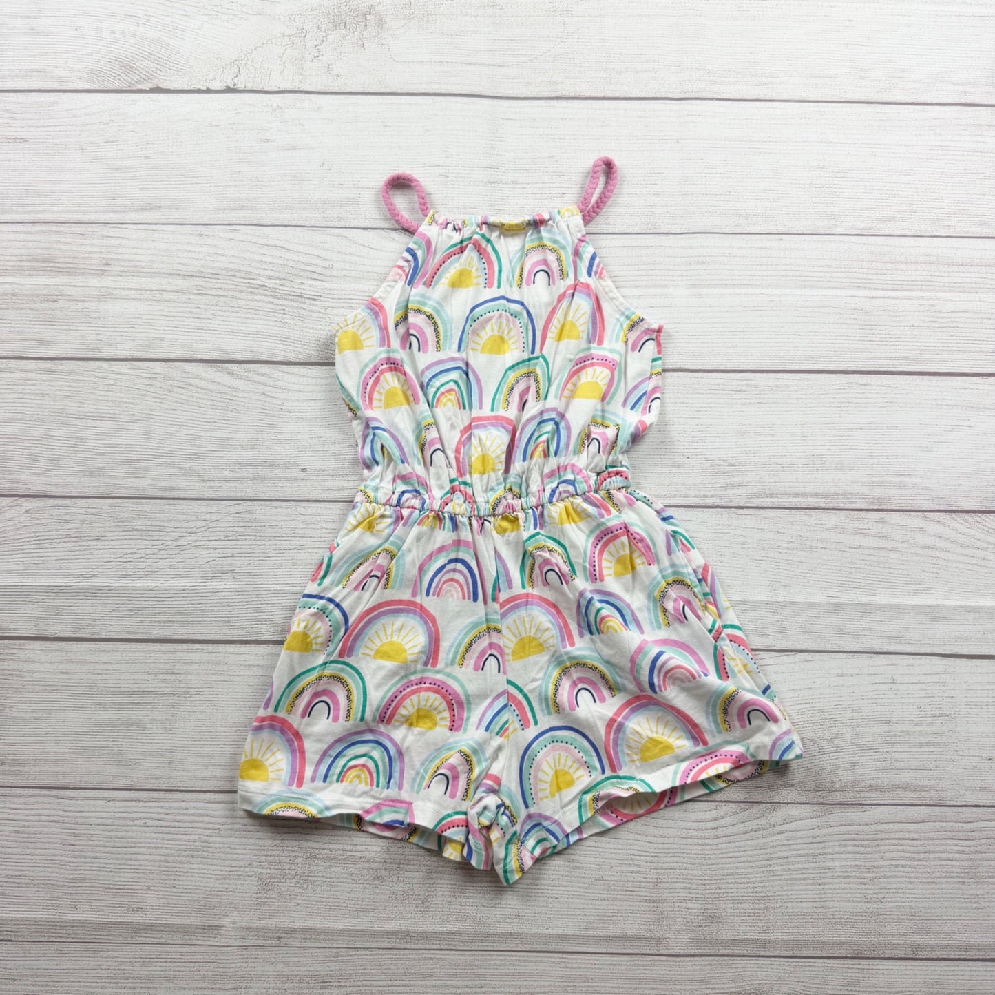 Rumi + Ryder Girls Rainbow Print Sleeveless Romper S 6-7