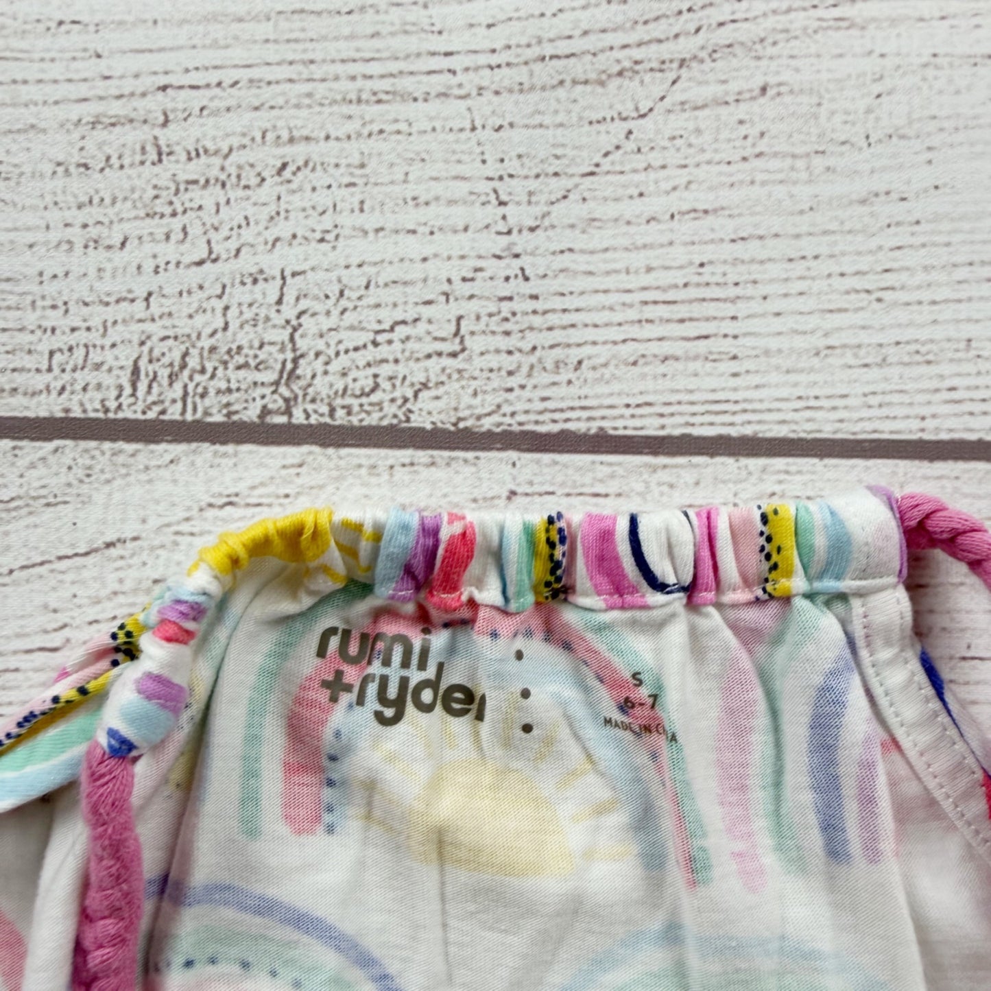 Rumi + Ryder Girls Rainbow Print Sleeveless Romper S 6-7
