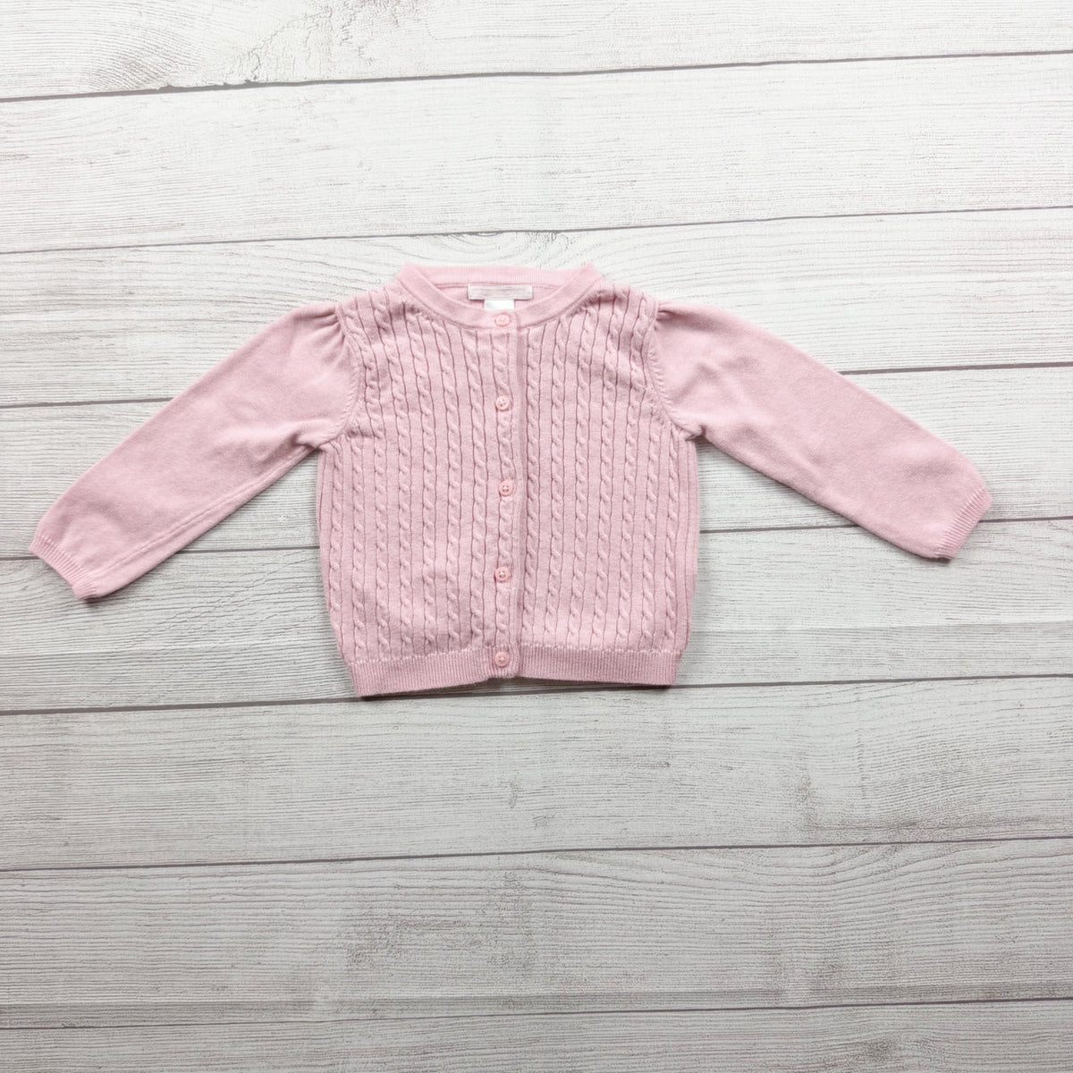 Janie And Jack Pink Cable Knit Toddler Cardigan Sweater Button Front 18-24 Months