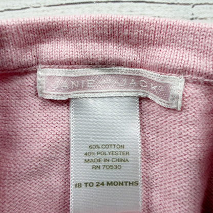 Janie And Jack Pink Cable Knit Toddler Cardigan Sweater Button Front 18-24 Months
