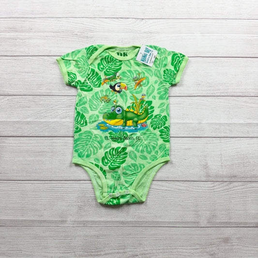 DK Kids Mango Bay Baby Bodysuit Tropical Leaf Print Alligator NWT 12-18 Months