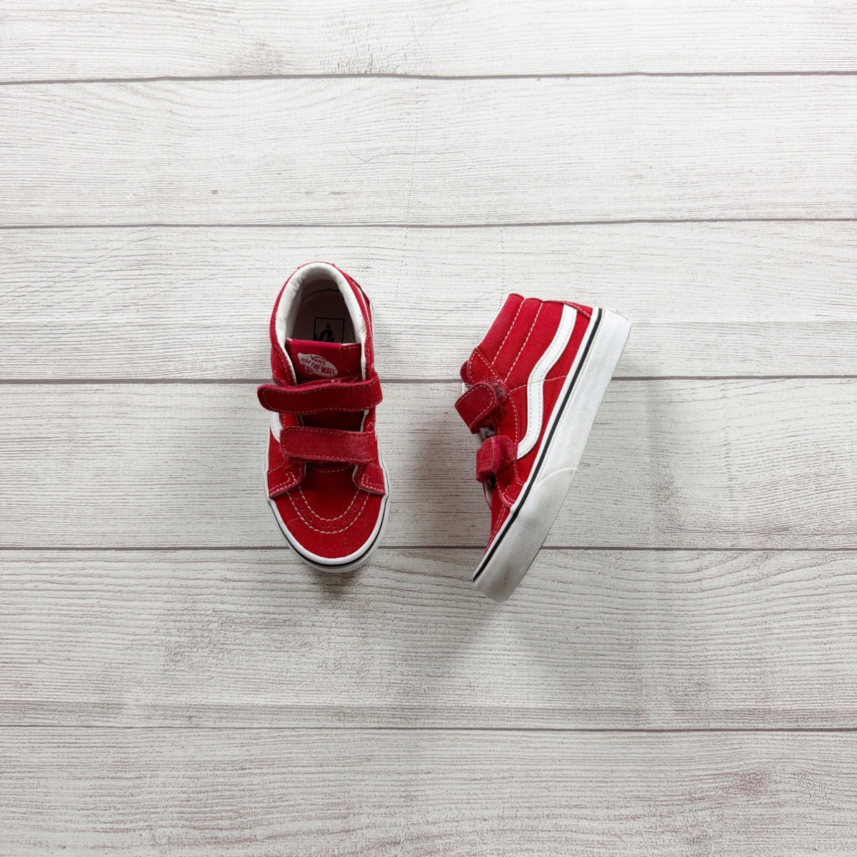 Vans Kids Red Sk8-Mid VN000D3YNQP Strap Sneakers Casual Shoes Youth US 12