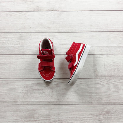 Vans Kids Red Sk8-Mid VN000D3YNQP Strap Sneakers Casual Shoes Youth US 12