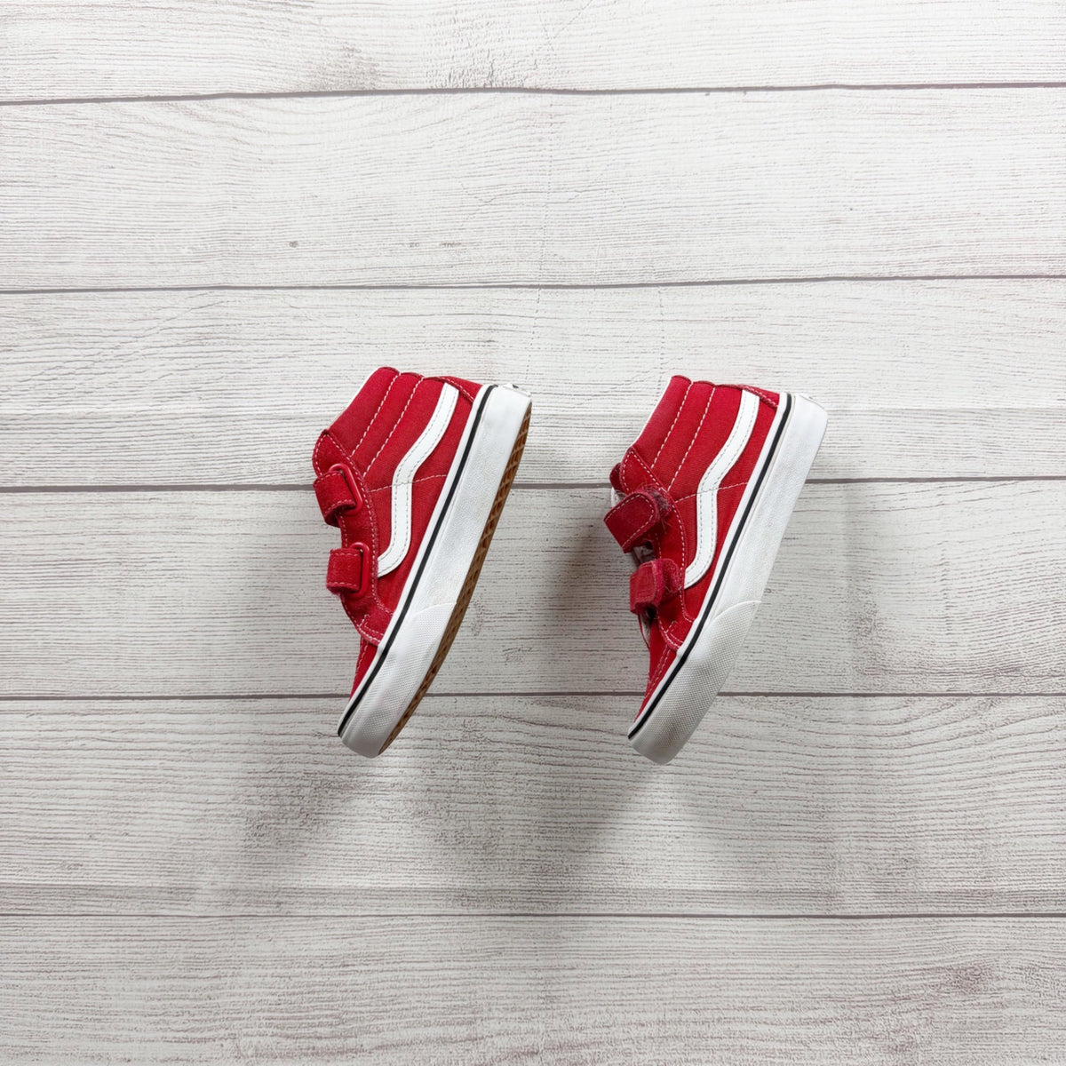 Vans Kids Red Sk8-Mid VN000D3YNQP Strap Sneakers Casual Shoes Youth US 12
