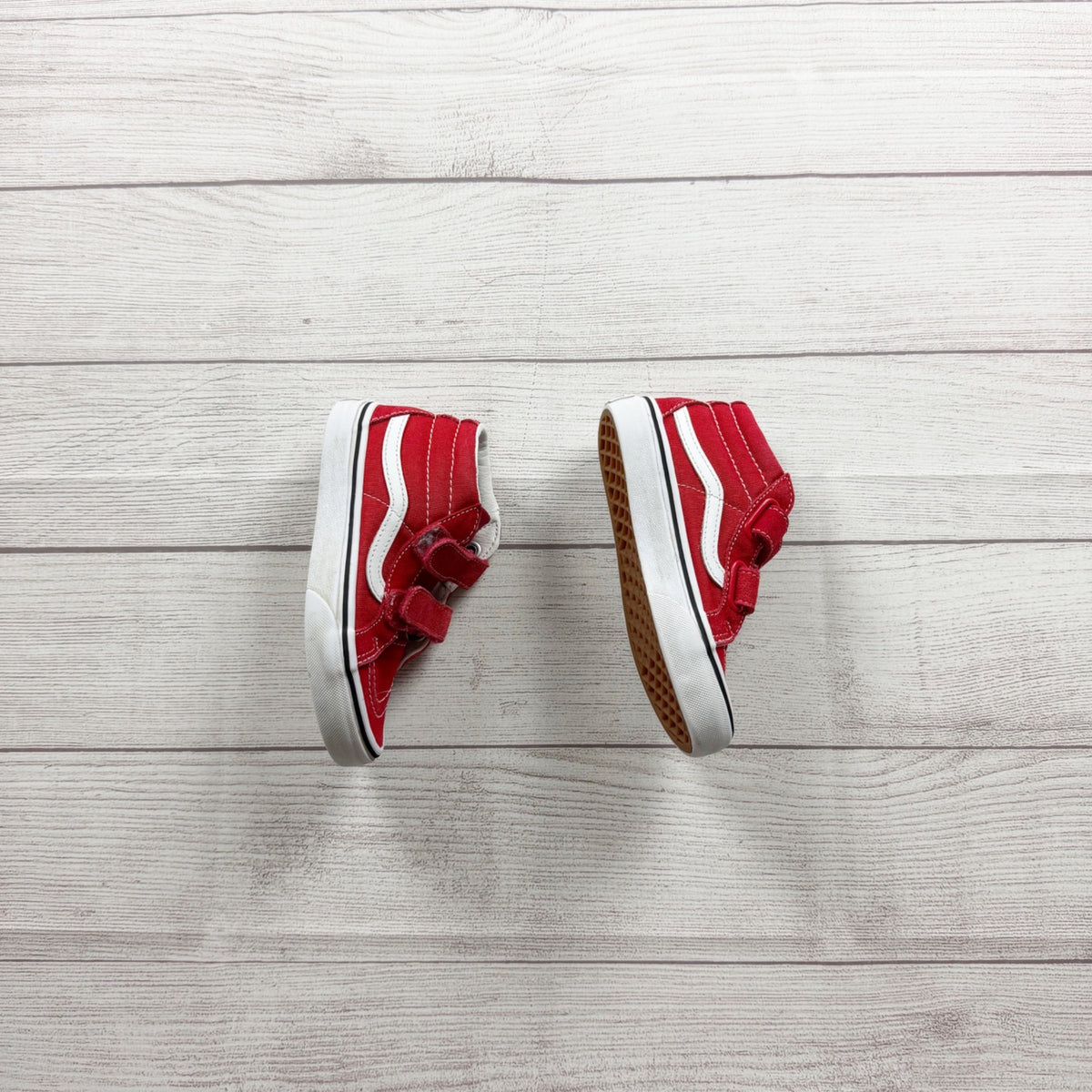 Vans Kids Red Sk8-Mid VN000D3YNQP Strap Sneakers Casual Shoes Youth US 12