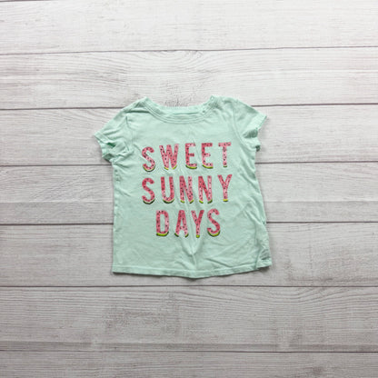 Old Navy Sweet Sunny Days Graphic Tee Girls Short Sleeve Cotton Mint Shirt 2T