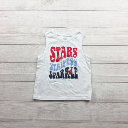 Celebrate Patriotic Stars Stripes Sparkle Kids Tank Top USA S 6-6X