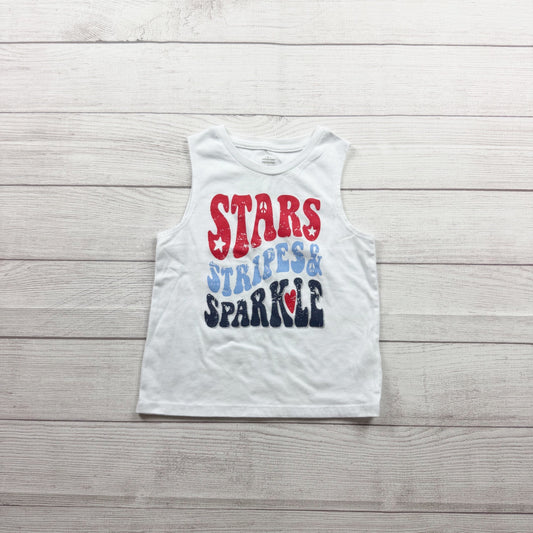 Celebrate Patriotic Stars Stripes Sparkle Kids Tank Top USA S 6-6X