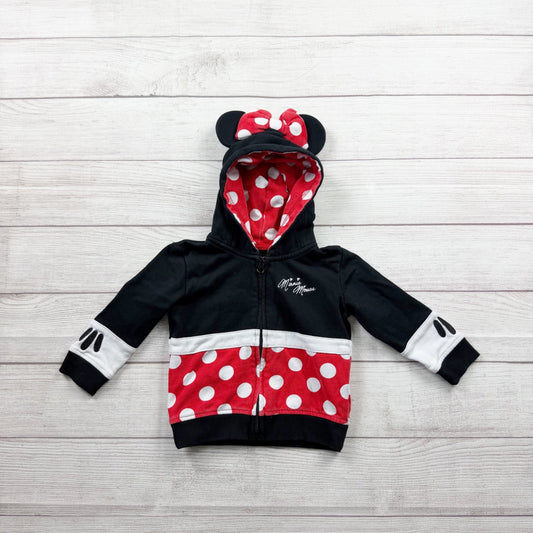 Disney Minnie Mouse Toddler Hoodie Jacket Polka Dots Ears Bow 18-24 Months