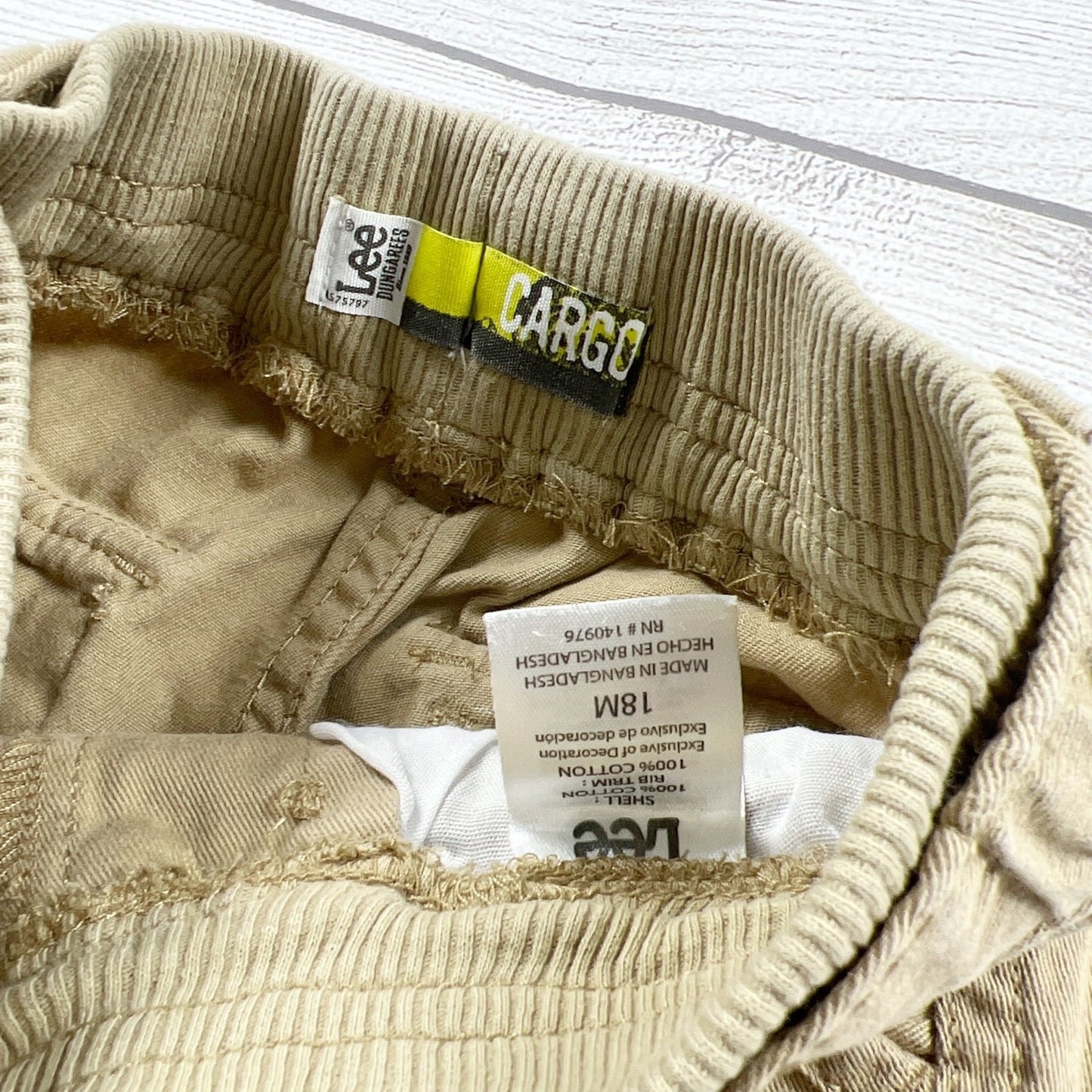 Lee Kids Tan Cargo Pants Pockets Boys 12-18 Months