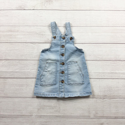 Wonder Nation Denim Overall Dress Light Jumper Pinafore Button Front Pocket 2T