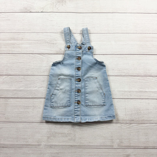 Wonder Nation Denim Overall Dress Light Jumper Pinafore Button Front Pocket 2T