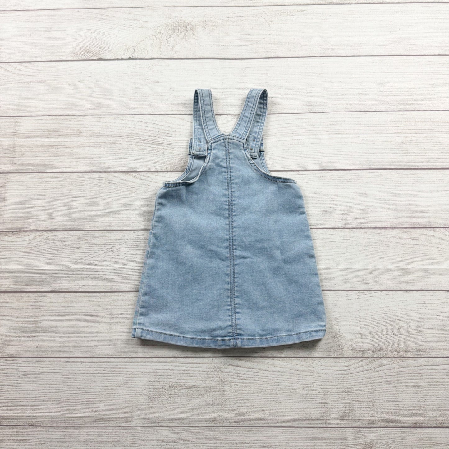 Wonder Nation Denim Overall Dress Light Jumper Pinafore Button Front Pocket 2T