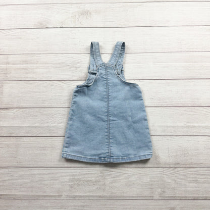 Wonder Nation Denim Overall Dress Light Jumper Pinafore Button Front Pocket 2T