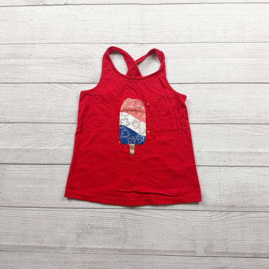 Carter's Girls Red Tank Top Popsicle USA Sequin Design Sleeveless Racerback 6-6X