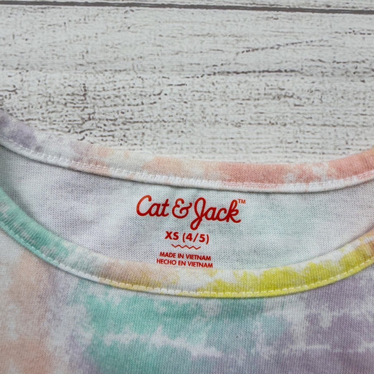 Cat & Jack Short Sleeve Tie Dye Pastel Girls Dress XS 4-5