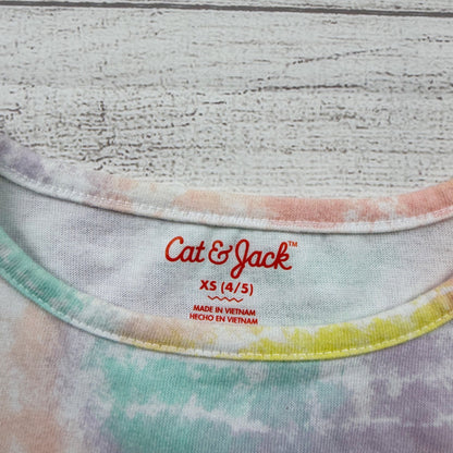 Cat & Jack Short Sleeve Tie Dye Pastel Girls Dress XS 4-5