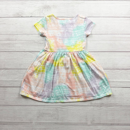 Cat & Jack Short Sleeve Tie Dye Pastel Girls Dress XS 4-5