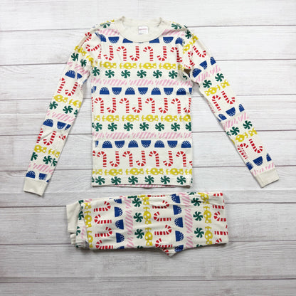Hanna Andersson Organic Cotton Kids Holiday Pajama Set Candy Cane Fair Isle 12