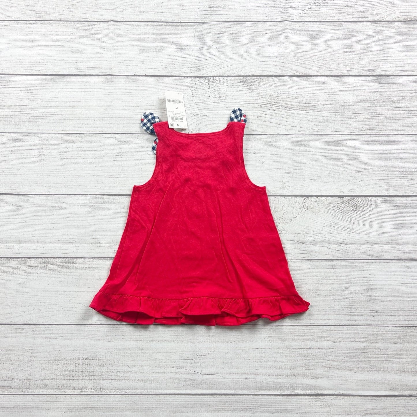 First Impressions Toddler Girls Ruffle Hem Gingham Shoulder Tie Dress NWT 2T