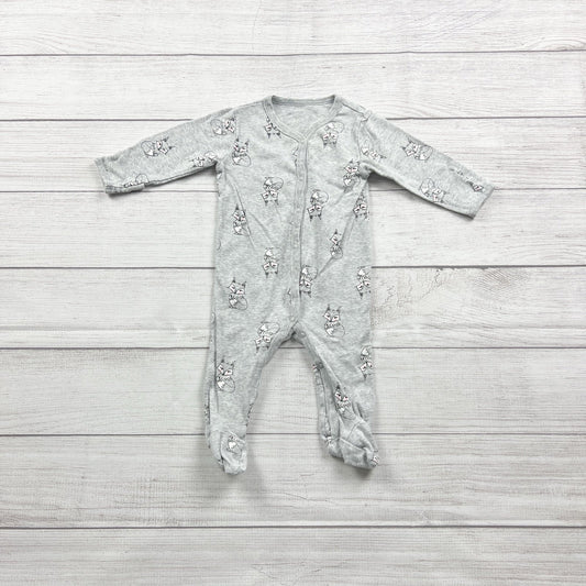 Rosie Pope Baby Gray Footed Sleeper Pajamas Fox Print 6-9 Months
