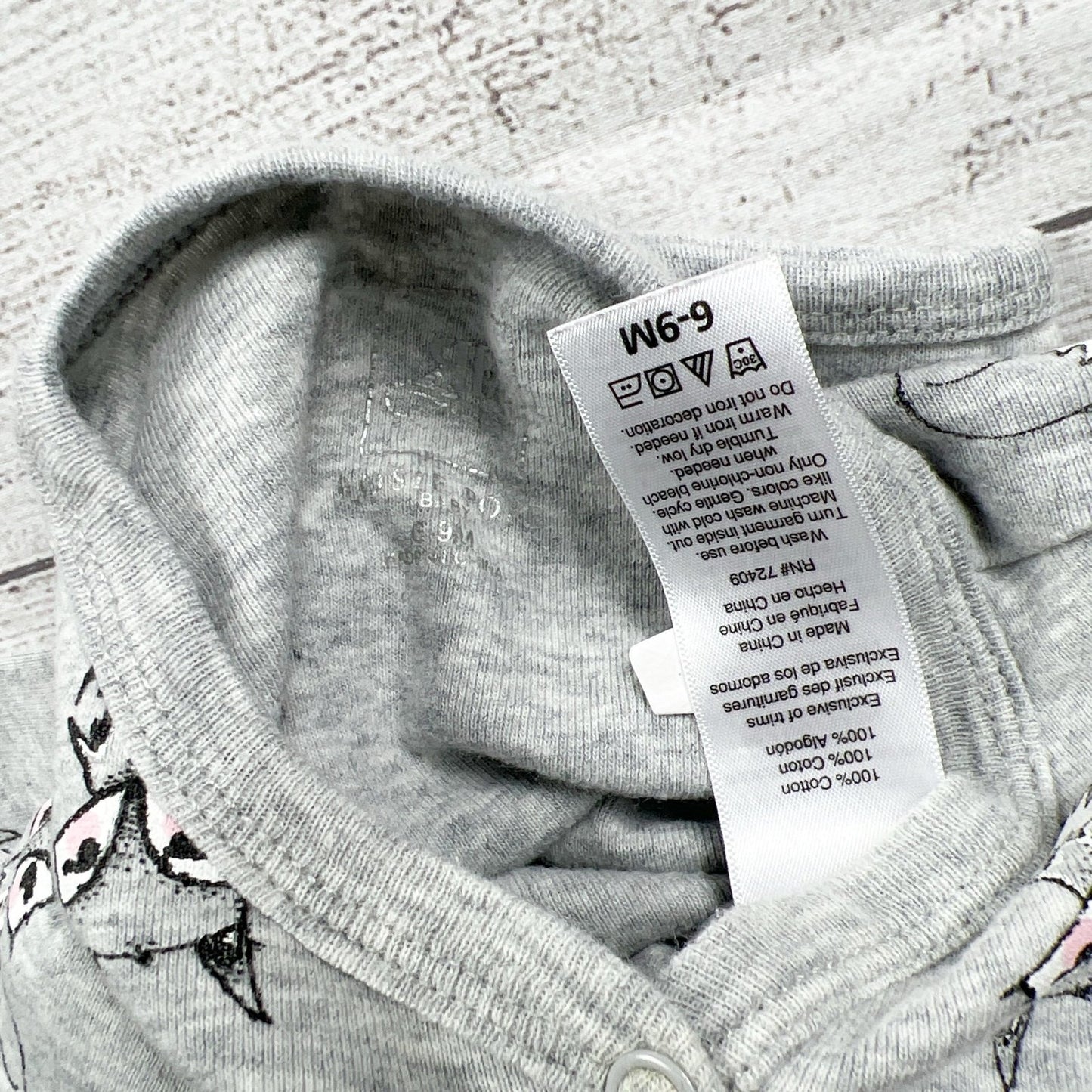 Rosie Pope Baby Gray Footed Sleeper Pajamas Fox Print 6-9 Months