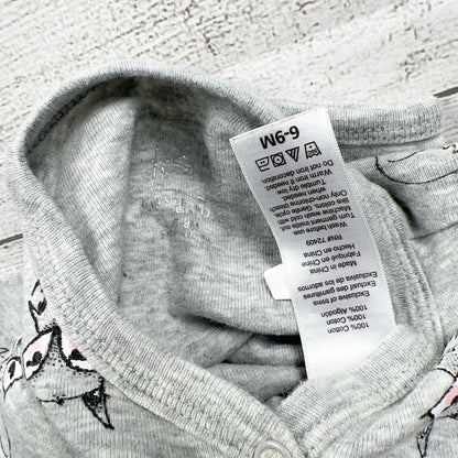 Rosie Pope Baby Gray Footed Sleeper Pajamas Fox Print 6-9 Months
