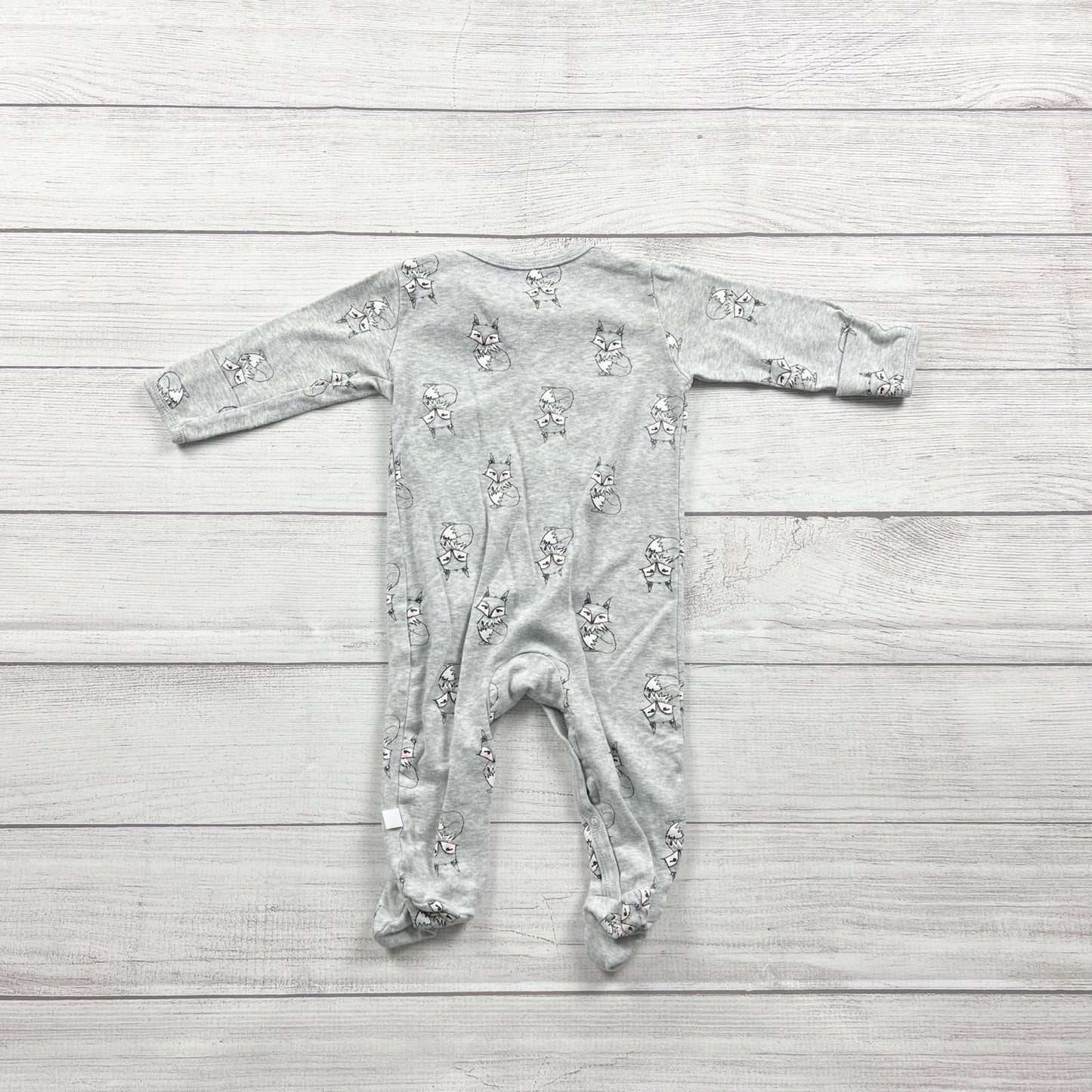 Rosie Pope Baby Gray Footed Sleeper Pajamas Fox Print 6-9 Months