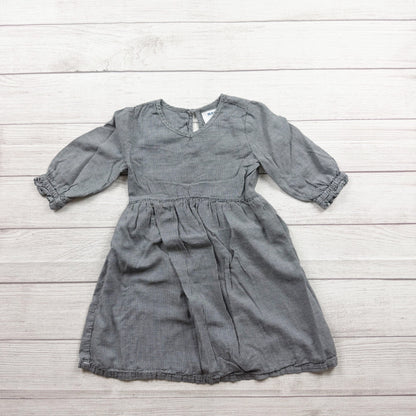 Old Navy Girls Houndstooth Long Sleeve Dress Gray Cotton Blend 5T