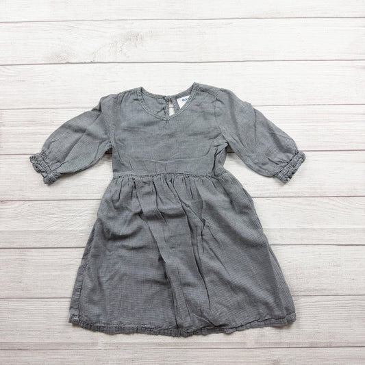 Old Navy Girls Houndstooth Long Sleeve Dress Gray Cotton Blend 5T