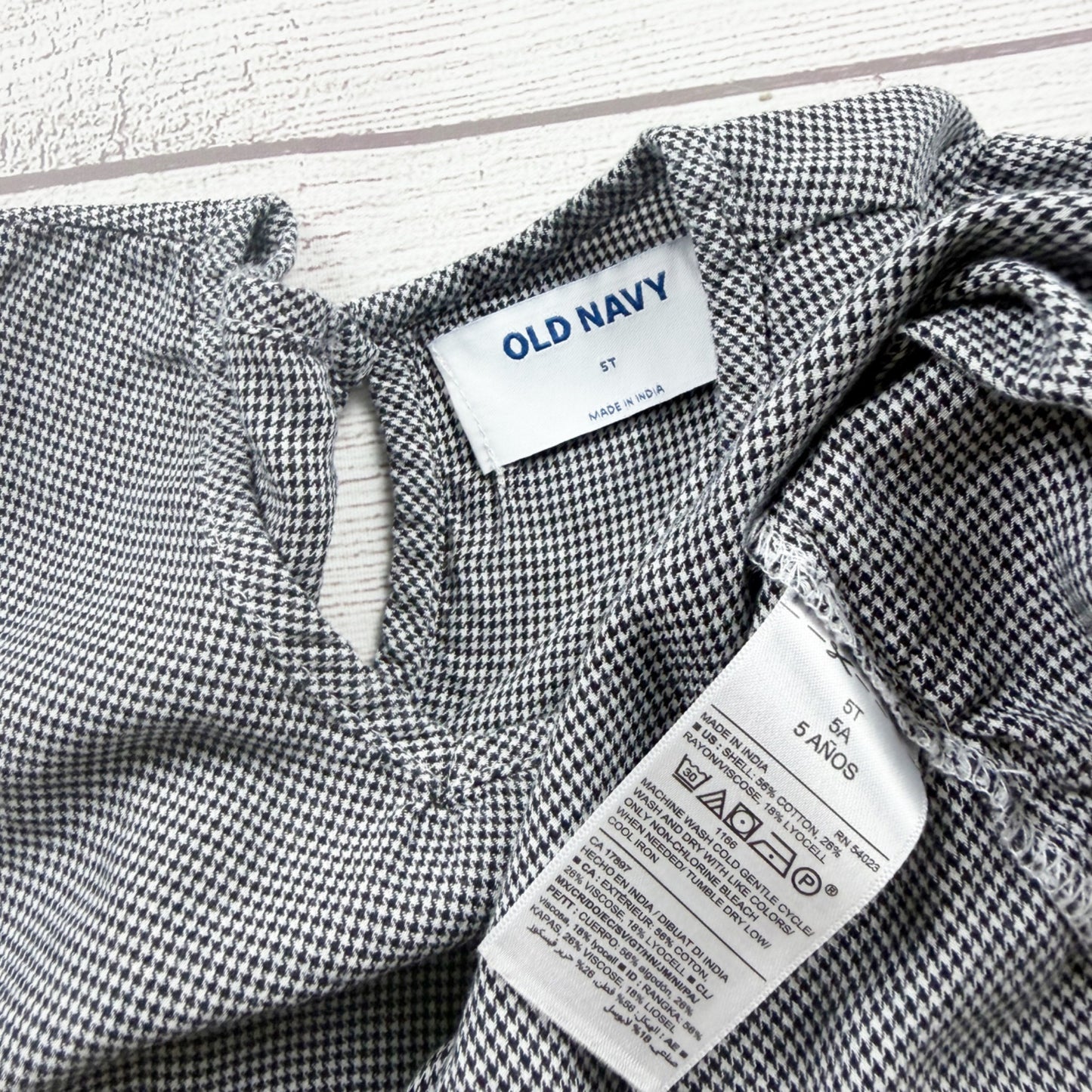 Old Navy Girls Houndstooth Long Sleeve Dress Gray Cotton Blend 5T
