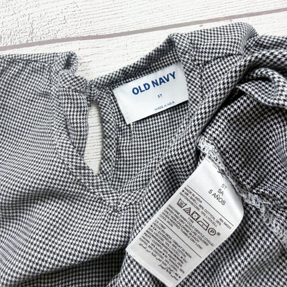 Old Navy Girls Houndstooth Long Sleeve Dress Gray Cotton Blend 5T