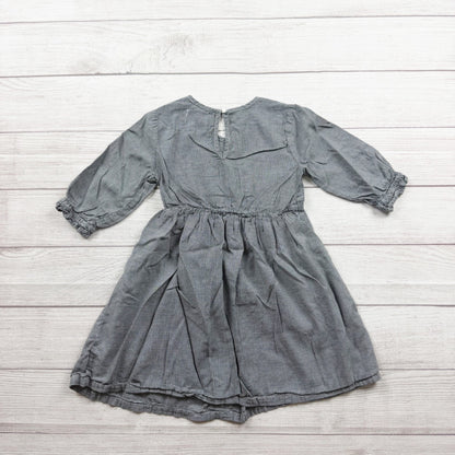 Old Navy Girls Houndstooth Long Sleeve Dress Gray Cotton Blend 5T