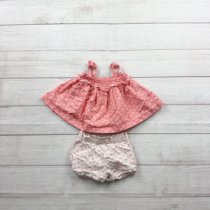 Carter’s Baby Girl Two Piece Pink Floral Dress Bloomers Lightweight 6-9 Months