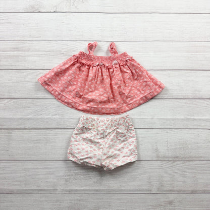 Carter’s Baby Girl Two Piece Pink Floral Dress Bloomers Lightweight 6-9 Months