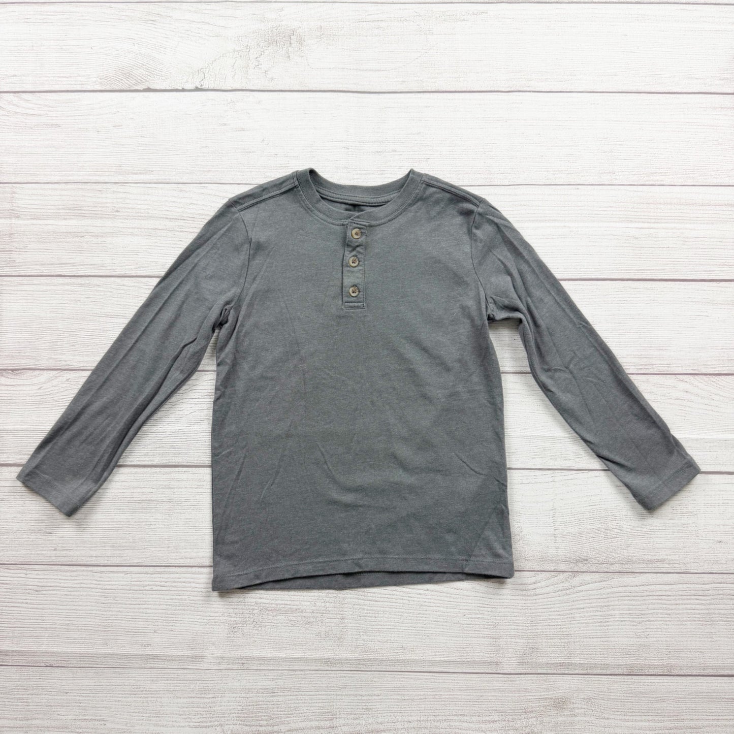 Wonder Nation Boys Long Sleeve Henley Gray Shirt 6-7