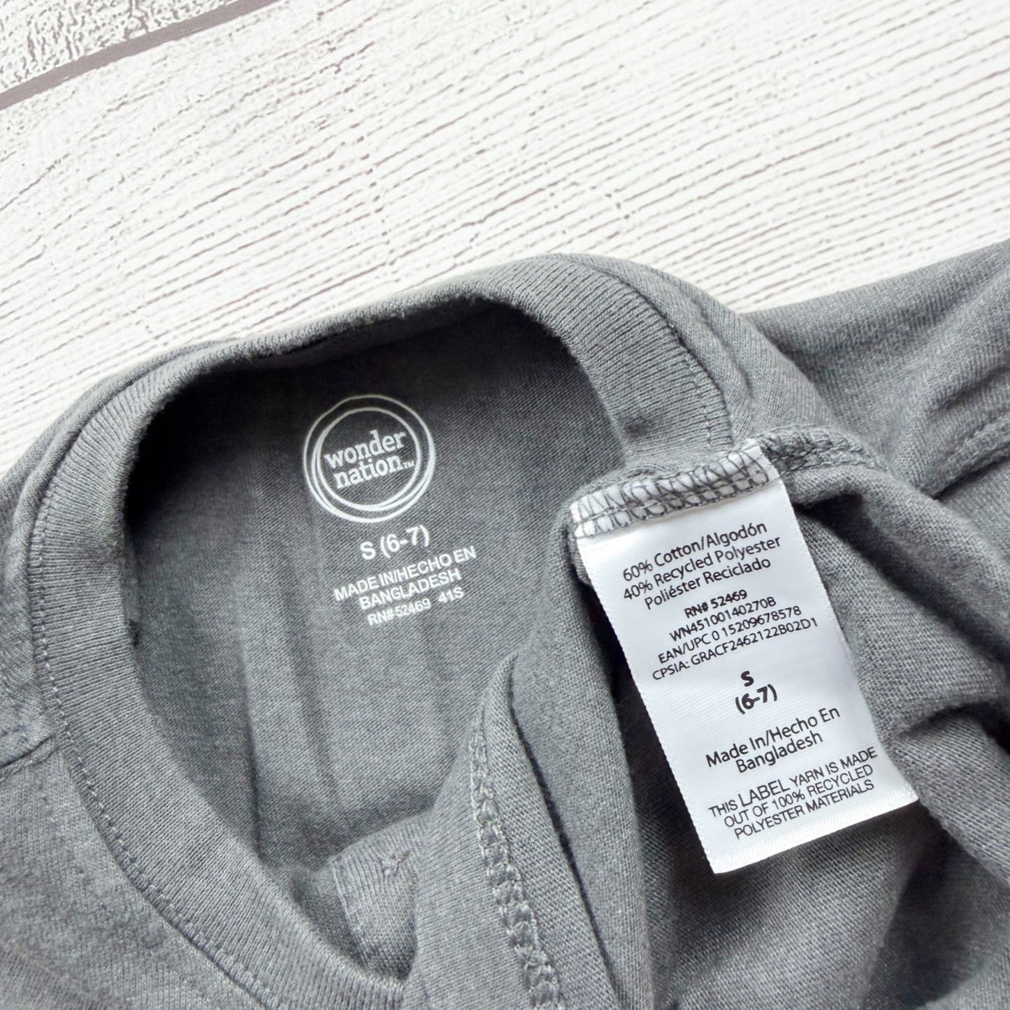 Wonder Nation Boys Long Sleeve Henley Gray Shirt 6-7