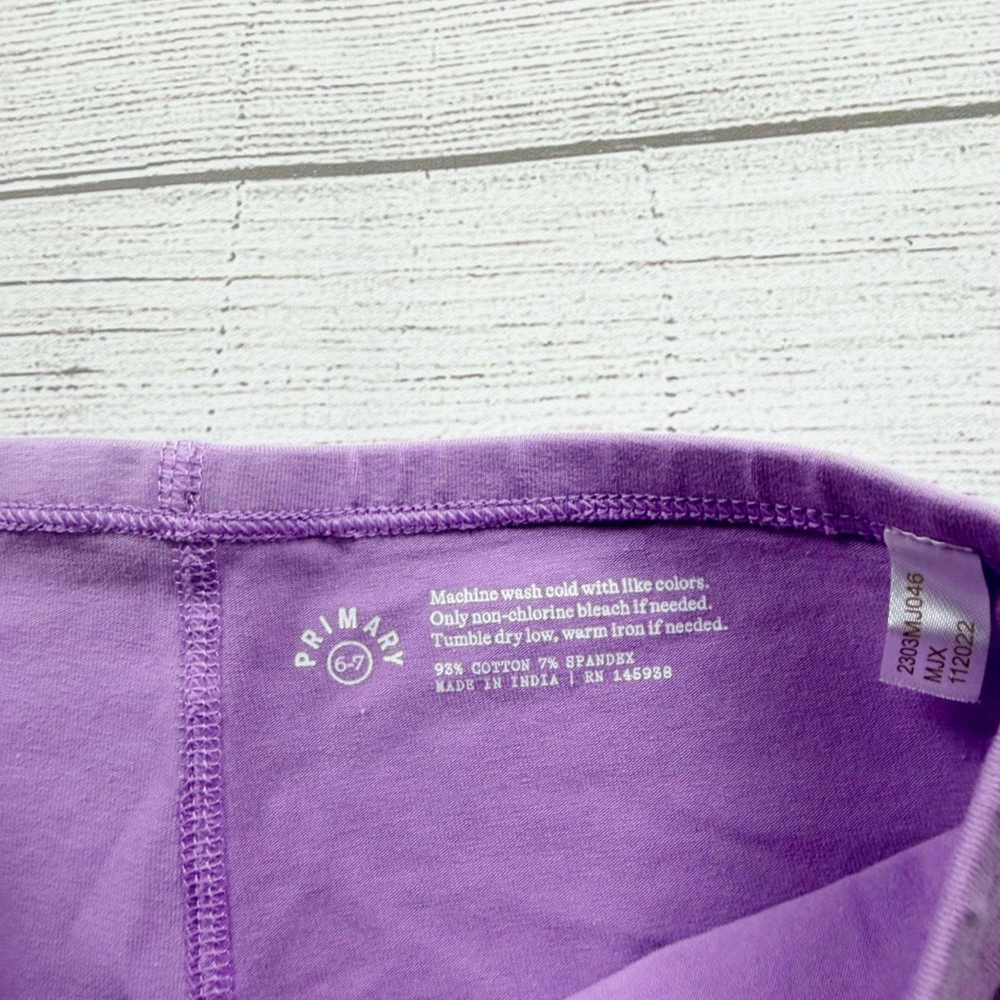 Primary Purple Girls Cotton Blend Bike Shorts Soft Stretchy Comfort Fit 6-7