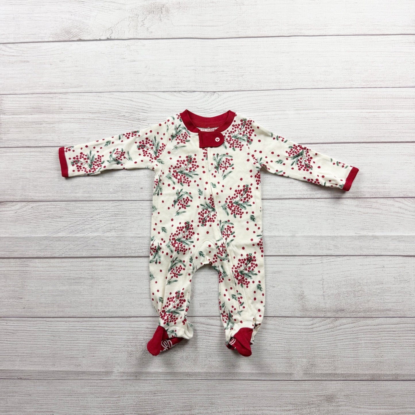 Burt’s Bees Baby Footed Organic Cotton Pajamas Winter Berry Print Newborn