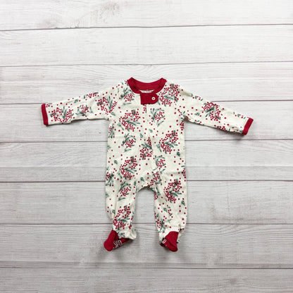 Burt’s Bees Baby Footed Organic Cotton Pajamas Winter Berry Print Newborn