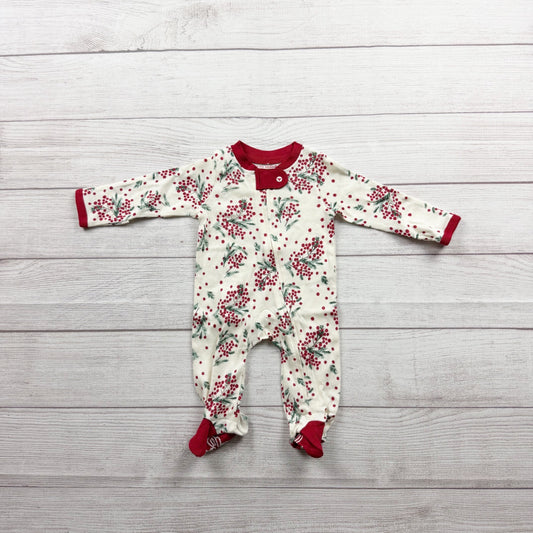 Burt’s Bees Baby Footed Organic Cotton Pajamas Winter Berry Print Newborn