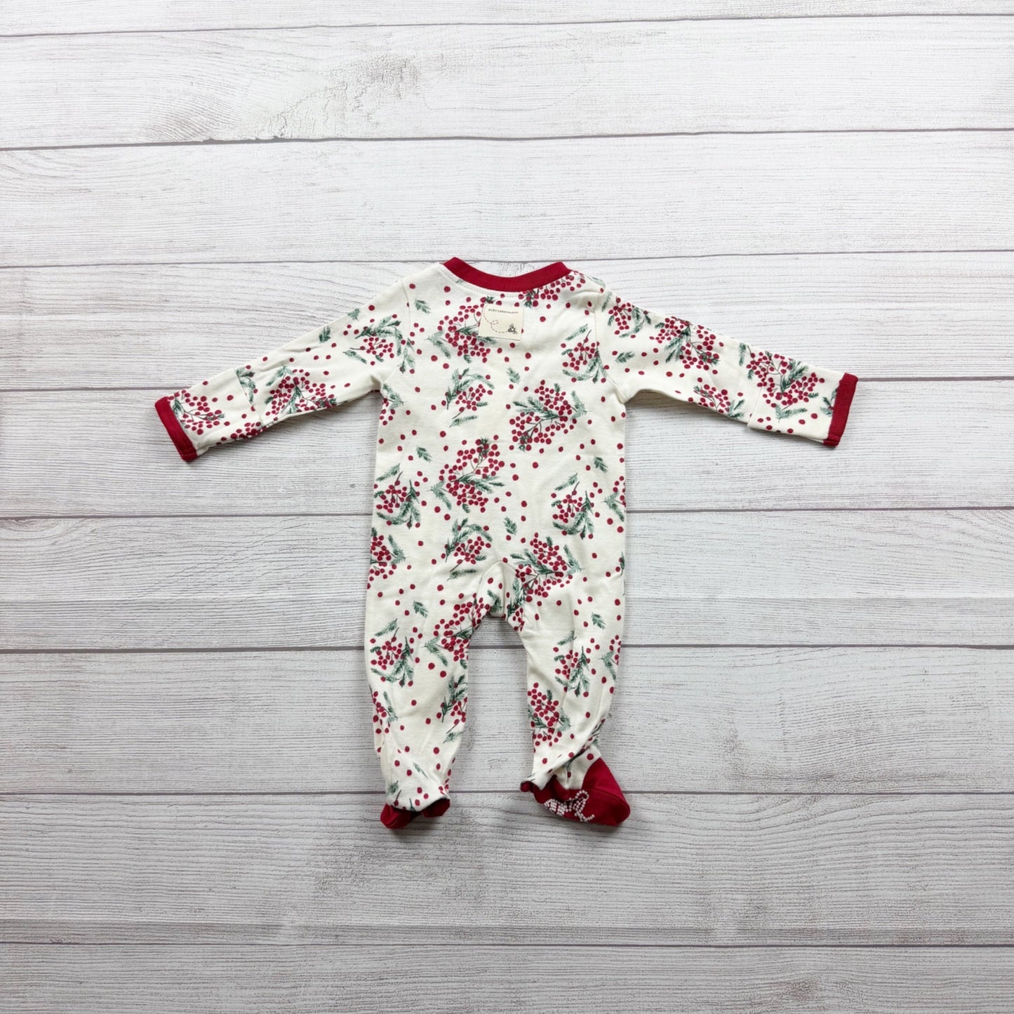 Burt’s Bees Baby Footed Organic Cotton Pajamas Winter Berry Print Newborn