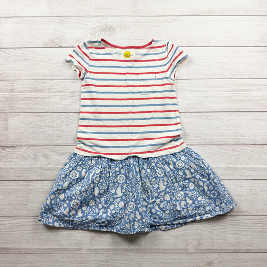 Boden Girls Striped Top Blue Nautical Print Skirt Pocket Dress 6-7