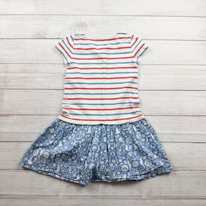 Boden Girls Striped Top Blue Nautical Print Skirt Pocket Dress 6-7