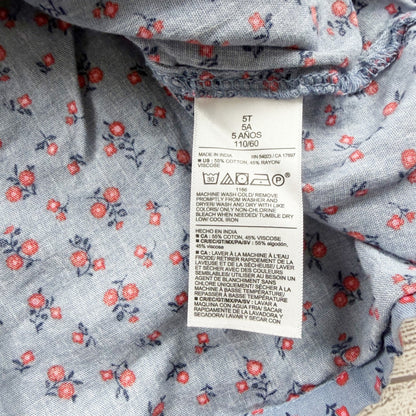 Old Navy Girls Dress Blue Floral Flutter Sleeve Bow Front 5T