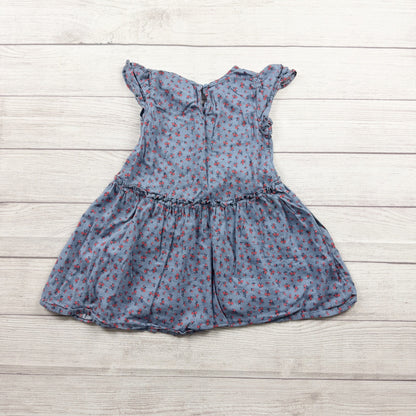 Old Navy Girls Dress Blue Floral Flutter Sleeve Bow Front 5T