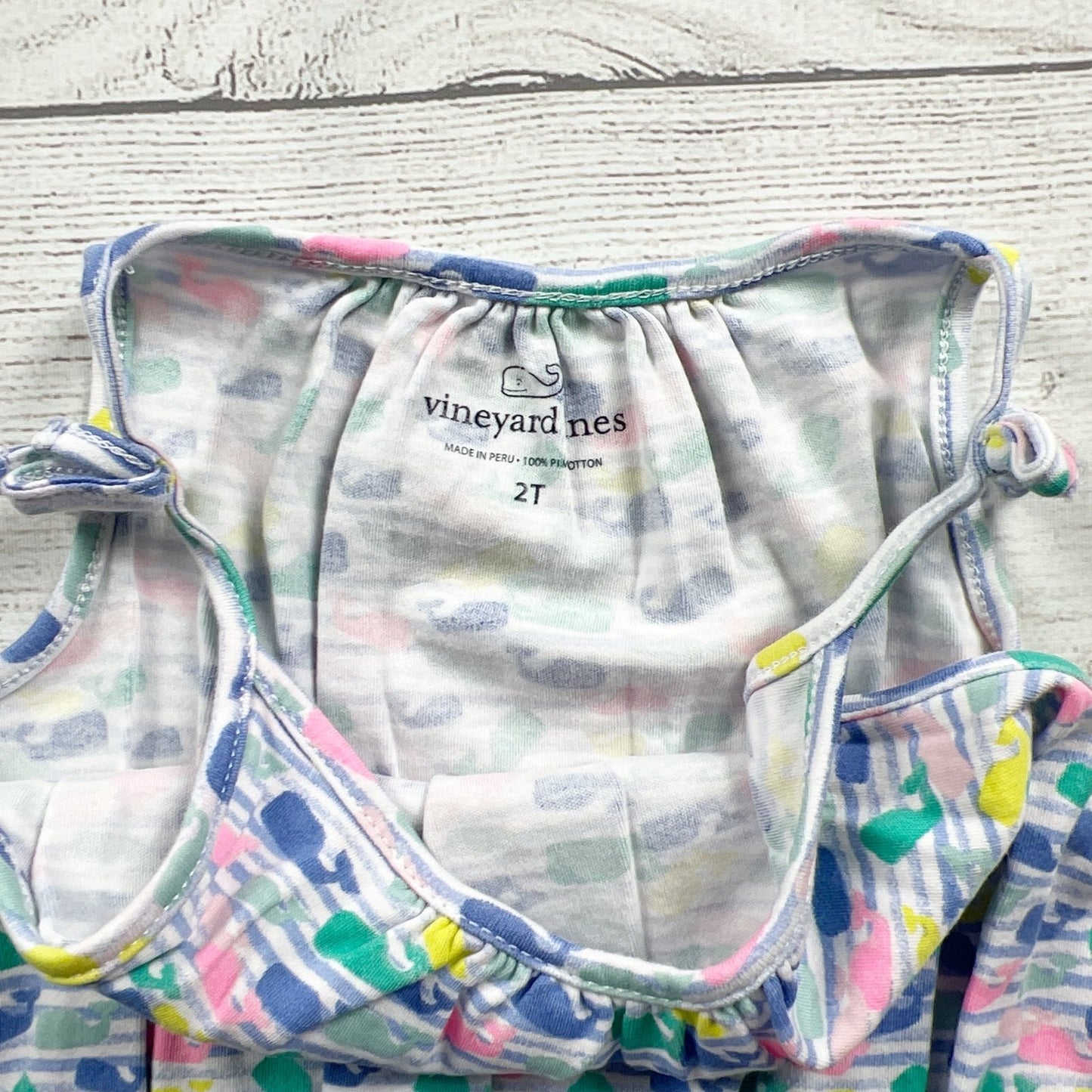 Vineyard Vines Toddler Romper Multicolor Whale Print Strap Sleeveless 2T