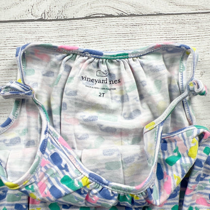 Vineyard Vines Toddler Romper Multicolor Whale Print Strap Sleeveless 2T