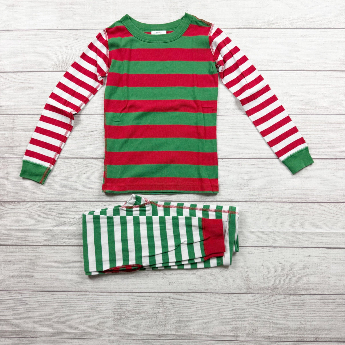 Hanna Andersson Kids Christmas Pajama Set Long Sleeve Striped Organic Cotton US 6-7